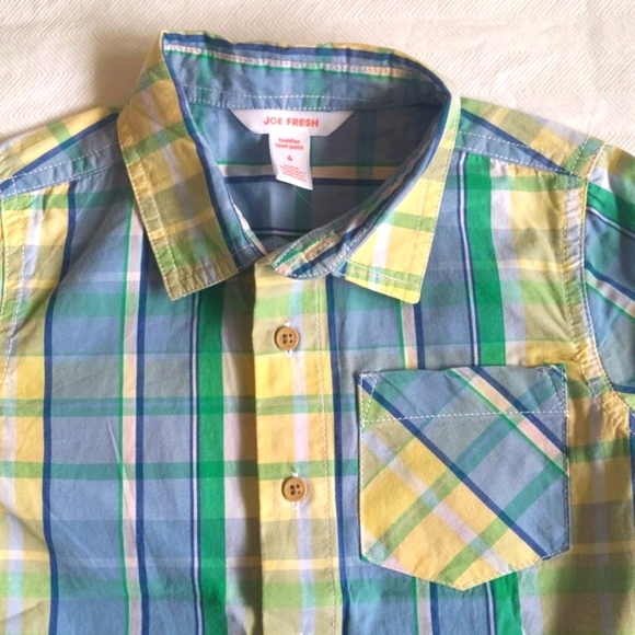 NEW joe fresh spring plaid button down collared long sleeve shirt 4T boys - Picture 4 of 6